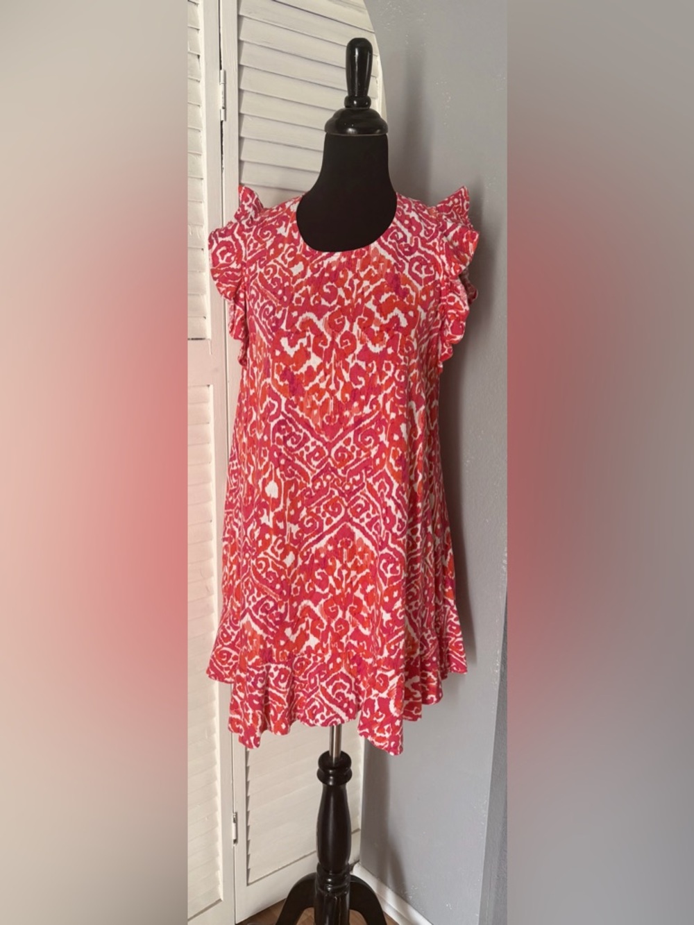 Tommy Hilfiger Linen Pink and Orange Printed Shift Dress